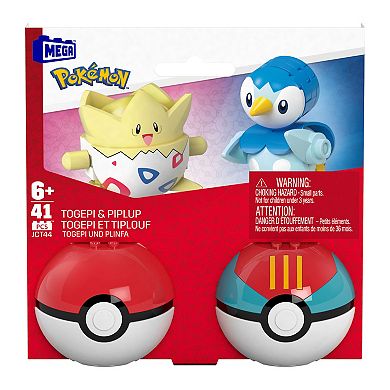 Mega Bloks Pokemon Poke Ball 2-Pack Building Toy Kit Togepi & Piplup (41 Pieces)
