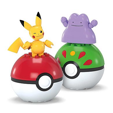 Mega Bloks Pokemon Poke Ball 2-Pack Building Toy Kit Pikachu & Ditto (42 Pieces)