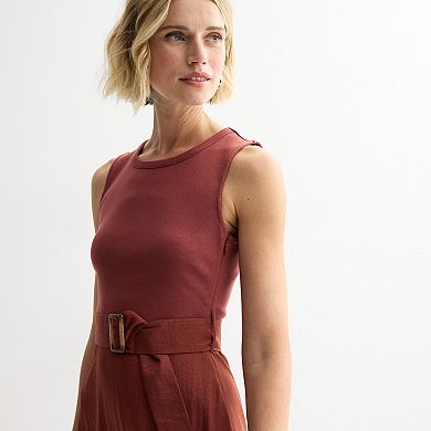 Women's Nine West Mixed Media Midi Dress