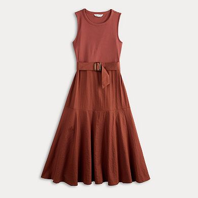 Women's Nine West Mixed Media Midi Dress