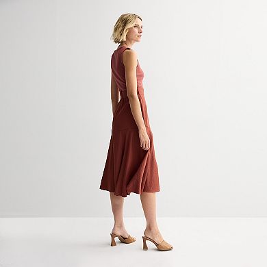 Women's Nine West Mixed Media Midi Dress