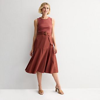 Women's Nine West Mixed Media Midi Dress