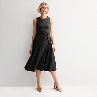 Women's Nine West Mixed Media Midi Dress