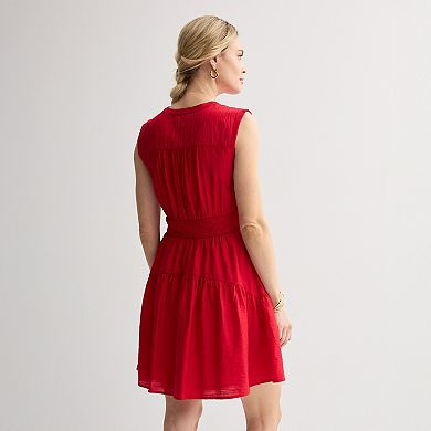 Petite Nine West Button Front Mini Dress