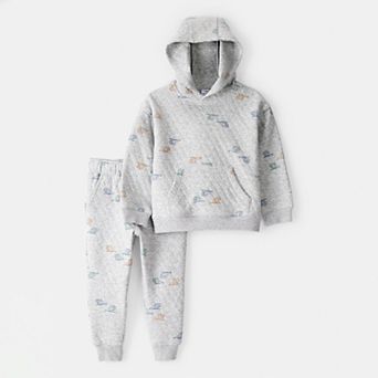 Toddler Boy Carter's 2 pc Helicopter Quilted Hoodie & Pant Set