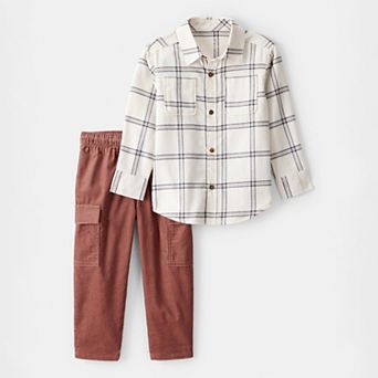 Toddler Boy Carter's 2 pc Plaid Button-Front Shirt & Pant Set
