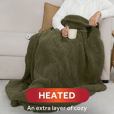 Sunbeam Nordic Sherpa Extra-Long Blanket