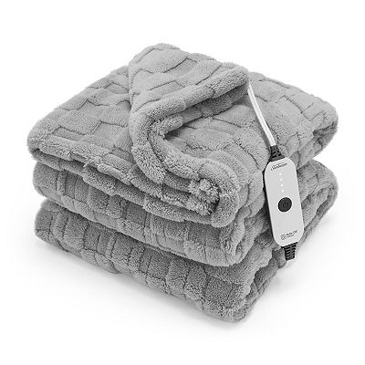 Sunbeam Electric 50 in. x 60 in. Jacquard Sherpa Heated Blanket