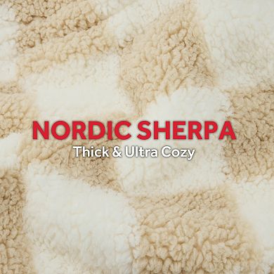 Sunbeam Electric 50 in. x 60 in. Nordic Sherpa with Footpocket Heated Blanket