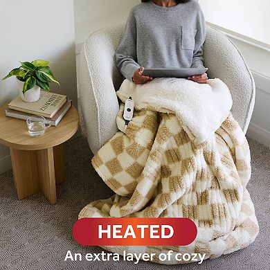 Sunbeam Electric 50 in. x 60 in. Nordic Sherpa with Footpocket Heated Blanket