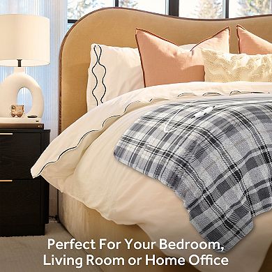 Sunbeam Electric 50 in. x 72 in. Nordic Velvet Sherpa Extra-Long Heated Blanket