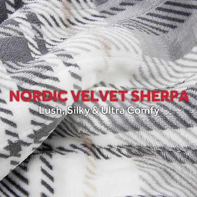 Sunbeam Electric 50 in. x 72 in. Nordic Velvet Sherpa Extra-Long Heated Blanket
