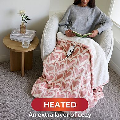 Sunbeam Electric 50 in. x 72 in. Nordic Velvet Sherpa Extra-Long Heated Blanket