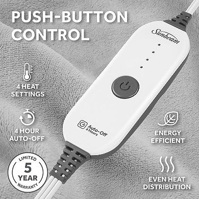 Sunbeam Smart Nordic Velvet Heated Throw Blanket