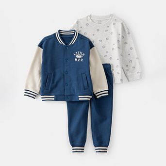 Toddler Boy Carter’s 3 pc Varsity Jacket, Long Sleeve Tee & Jogger Set