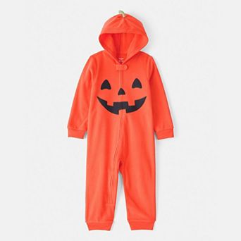 Toddler Carter's Jack-O'-Lantern Hooded Zip-Up Jumpsuit