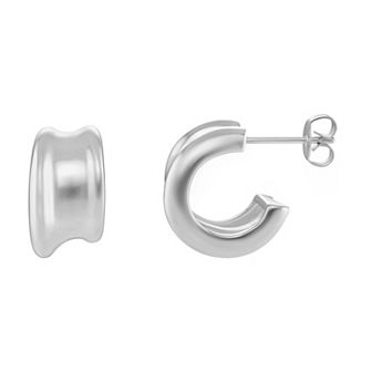 PRIMROSE Silver Tone Concave Nickel Free C-Hoop Earrings