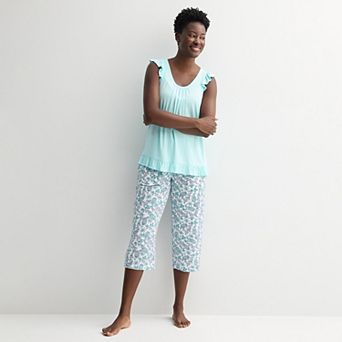 Women's Croft & Barrow® 2 pc Sleeveless Tank Pajama Top & Capri Pants Sleep Set