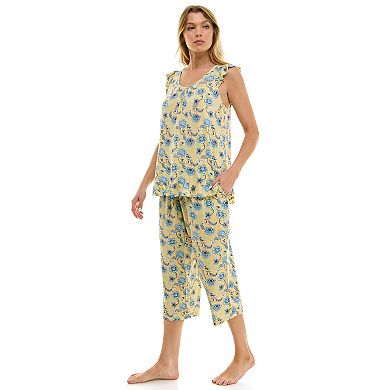 Petite Croft & Barrow® 2-Piece Sleeveless Tank Pajama Top & Capri Pants Set