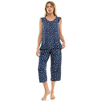Petite Croft & Barrow® 2 pc Sleeveless Tank Pajama Top & Capri Pants Set