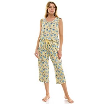 Petite Croft & Barrow® 2 pc Sleeveless Tank Pajama Top & Capri Pants Set
