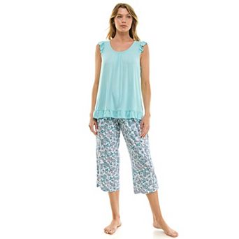 Petite Croft & Barrow® 2 pc Sleeveless Tank Pajama Top & Capri Pants Sleep Set
