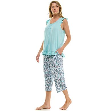 Petite Croft & Barrow® 2-Piece Sleeveless Tank Pajama Top & Capri Pants Sleep Set