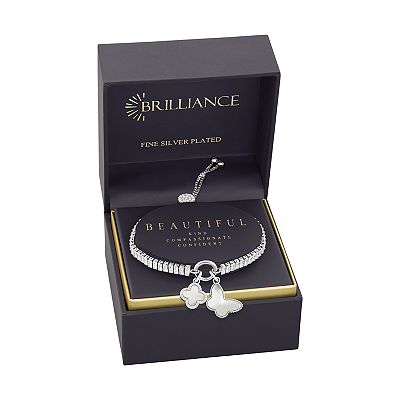 Brilliance Silver Tone Cubic Zirconia Mother Of Pearl Clover  display picture 3