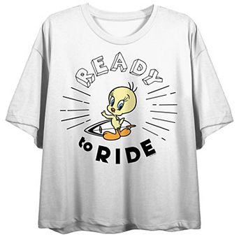 Juniors' Looney Tunes Tweety Crop Short Sleeve Tee