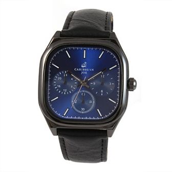 Caribbean Joe Men's Gunmetal Blue Dial Strap Watch