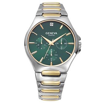 Geneva Men's Genuine Diamond Two Tone Watch