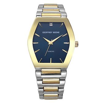 Geoffrey Beene Men's 40 mm Two-Tone Gold Metalized Bezel Diamond Accent Bracelet Watch