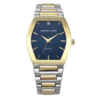 Geoffrey Beene Men's 40 mm Two-Tone Gold Metalized Bezel Diamond Accent Bracelet Watch
