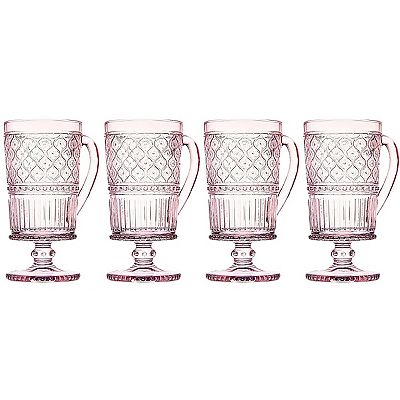 Godinger Claro Footed Coffee Mug, Set of 4 - Pink