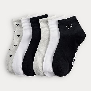 Women's madden girl 6-Pack Rhinestone Bow Quarter Sock Set