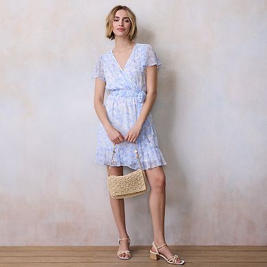 Petite LC Lauren Conrad Flutter Sleeve Wrap Dress