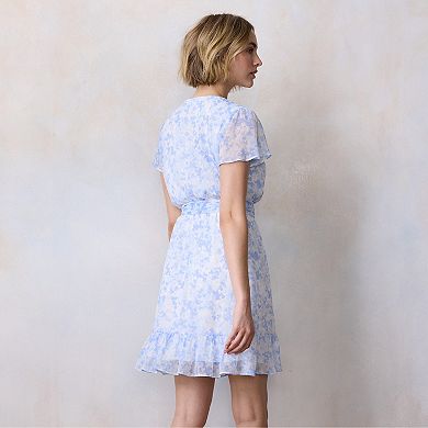 Petite LC Lauren Conrad Flutter Sleeve Wrap Dress