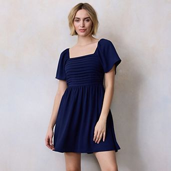 Petite LC Lauren Conrad Pleated Bodice Mini Dress