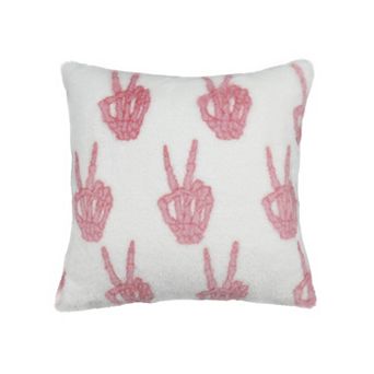 Celebrate Together™ Halloween Pink Skeleton Peace Faux Shearling Pillow