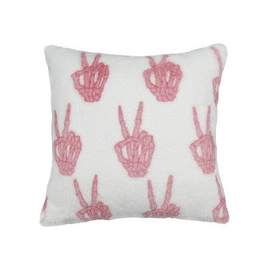 Celebrate Together Halloween Ping Skeleton Peace Faux Shearling Pillow