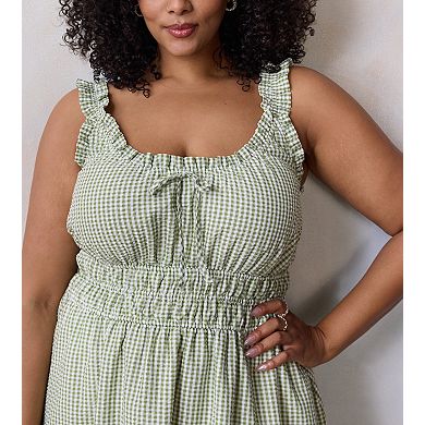 Plus Size LC Lauren Conrad Shirred Bodice Ruffle Strap Midi Dress