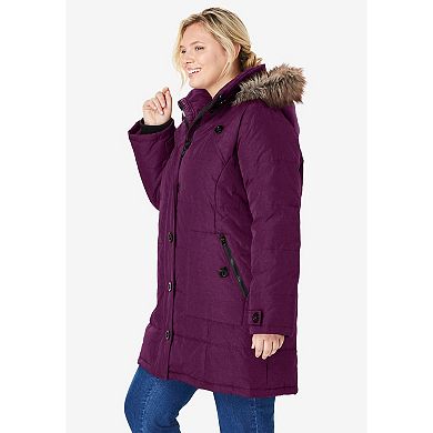 Woman Within Plus Size Heathered Down Puffer Coat