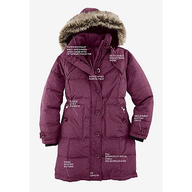 Woman Within Plus Size Heathered Down Puffer Coat