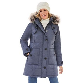 Woman Within Plus Size Heathered Down Puffer Coat