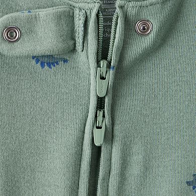 Boys Carter's Dinosaur Print 100% Cotton Long-Sleeve Zip One-Piece Pajamas
