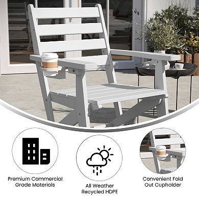 Merrick Lane Indoor-outdoor Adirondack Dining Chair With Cupholder