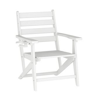 Merrick Lane Indoor-outdoor Adirondack Dining Chair With Cupholder