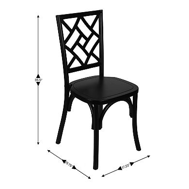 Merrick Lane Dining Chair With Stack Design, Ornate Seat Back, Elegant Wood Finish