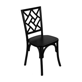 Merrick Lane Dining Chair With Stack Design, Ornate Seat Back, Elegant Wood Finish