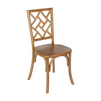 Merrick Lane Dining Chair With Stack Design, Ornate Seat Back, Elegant Wood Finish